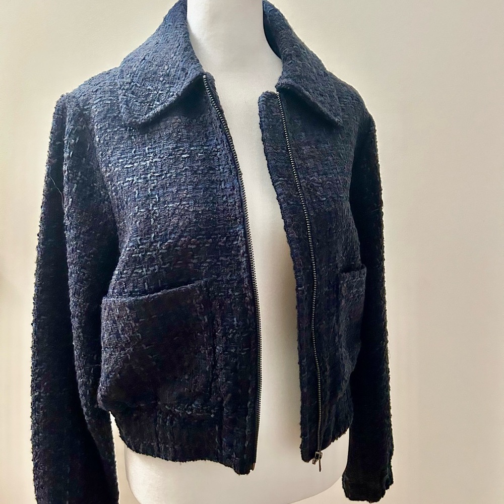 Boden Navy Cropped Jacket Sz 4 NWT Tweed Very Chanel Hits at Waist